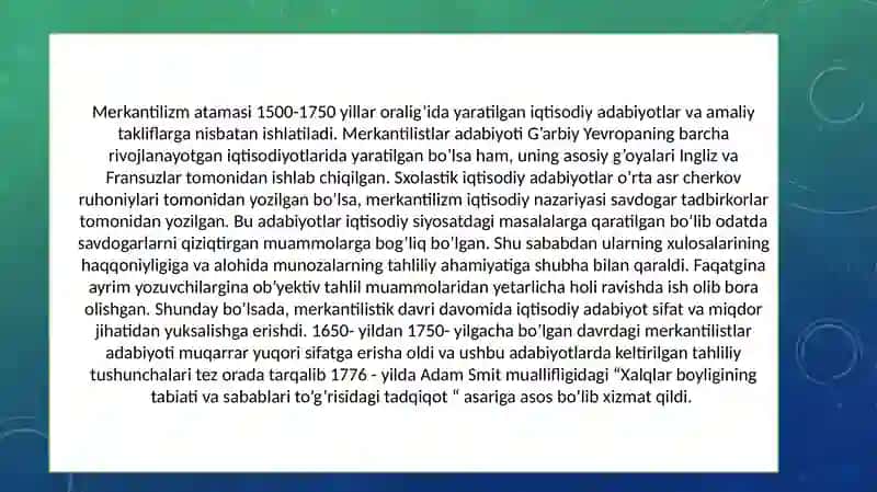 Merkantilizmatamasi 1500-1750 yillar 3