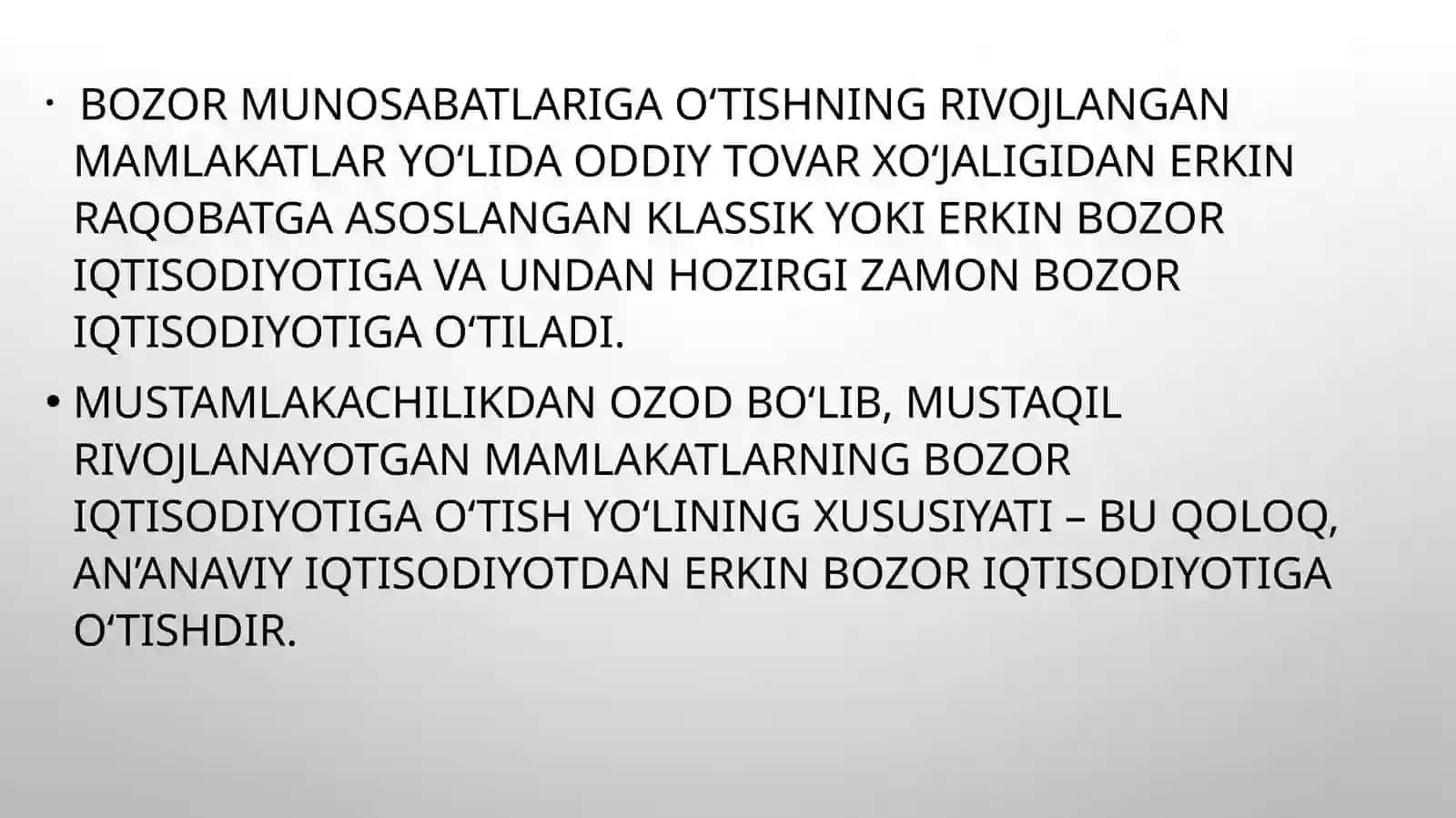 Bozor Iqtisodiyotiga O‘tish Davri 3