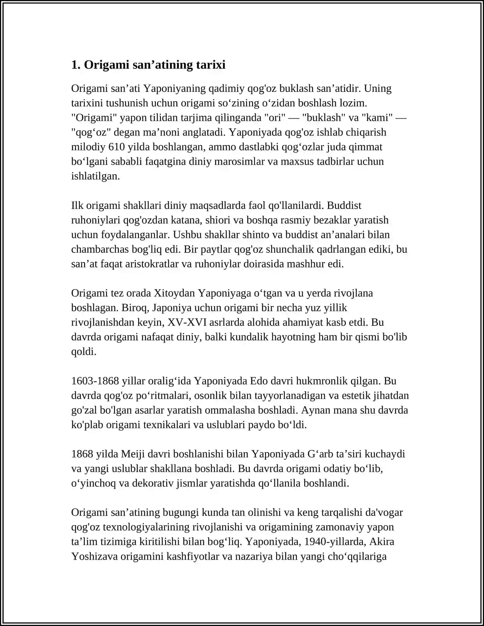 ORIGAMI SANATINING KELIB CHIQISHI 3