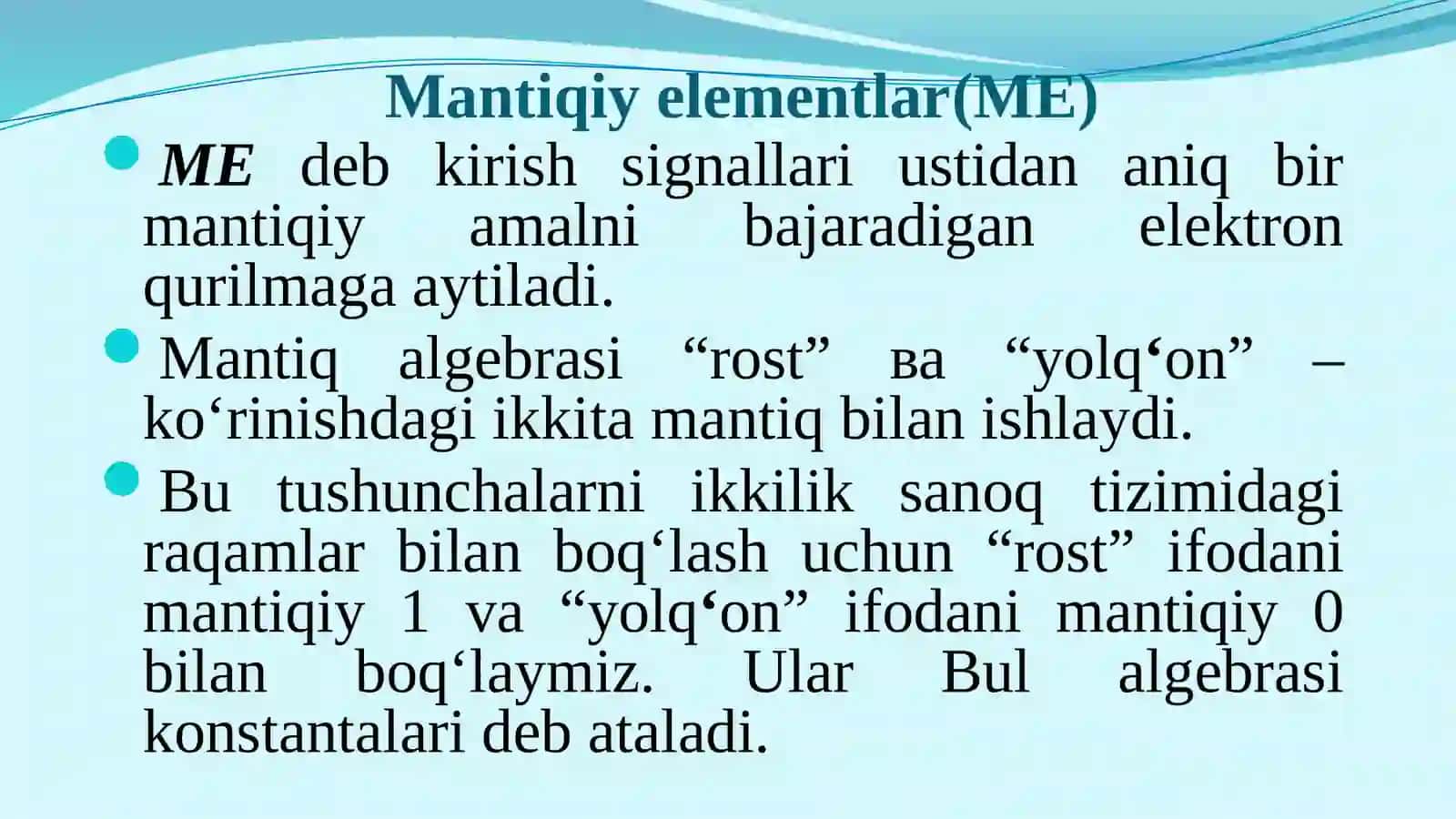 Mantiqiy elementlar 3