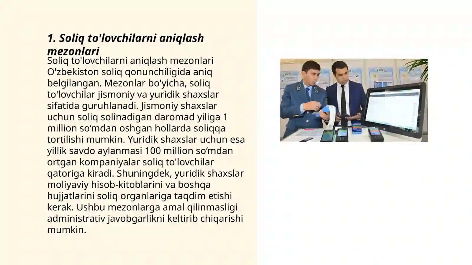 Soliq to'lovchilarni aniqlash mezonlari 3