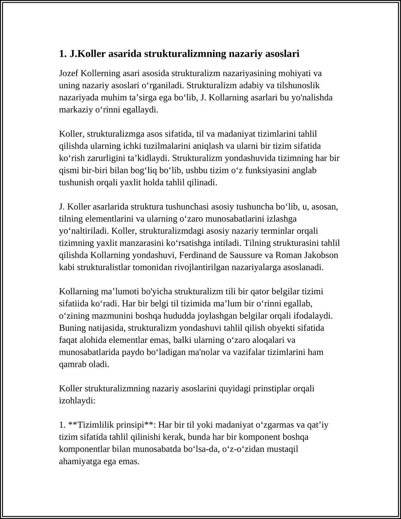 STRUKTURALIZIM MAKTABI HAQIDA(J.KOLLER ASARI ASOSIDA) 3