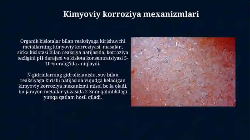 Nolelektrolitlarda kimyoviy korroziya 3
