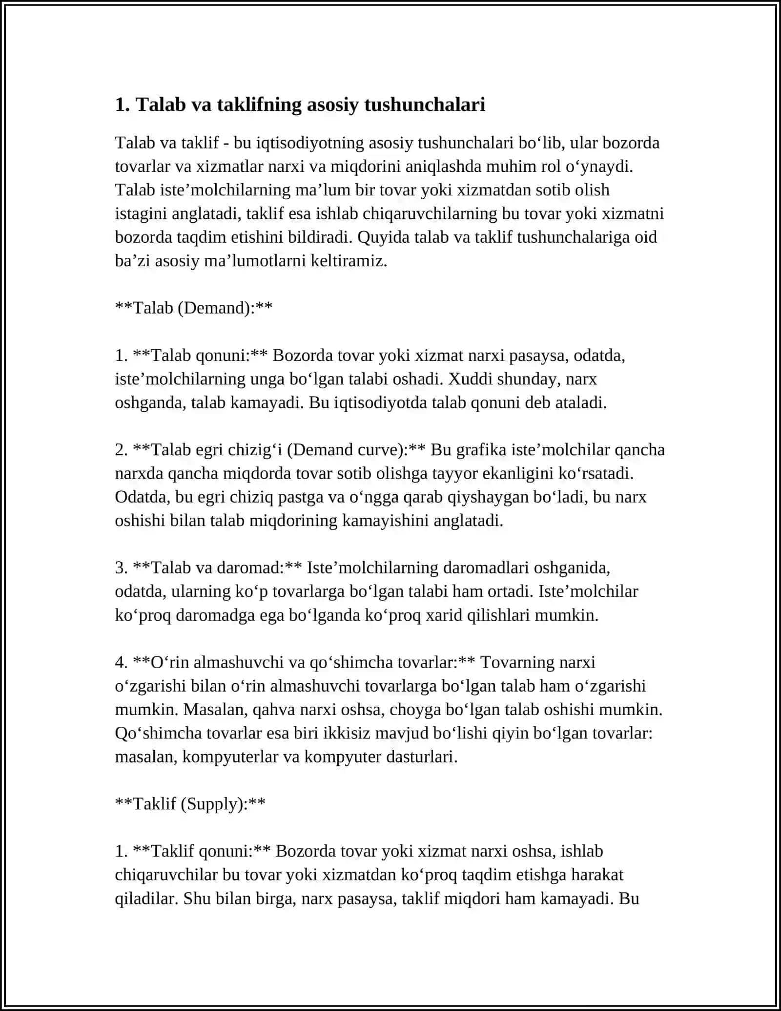 TALAB VA TAKLIF FUNKSIYALARINING MATEMATIK MODELI 3