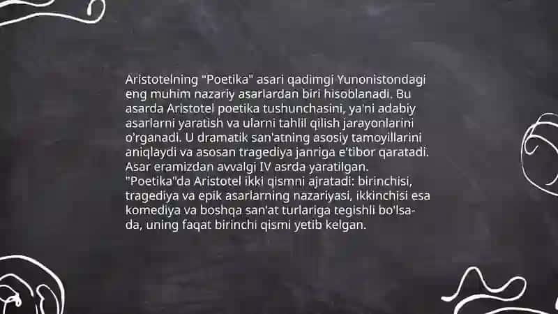 Aristotelning "Poetika" asarini oʻrganish 3