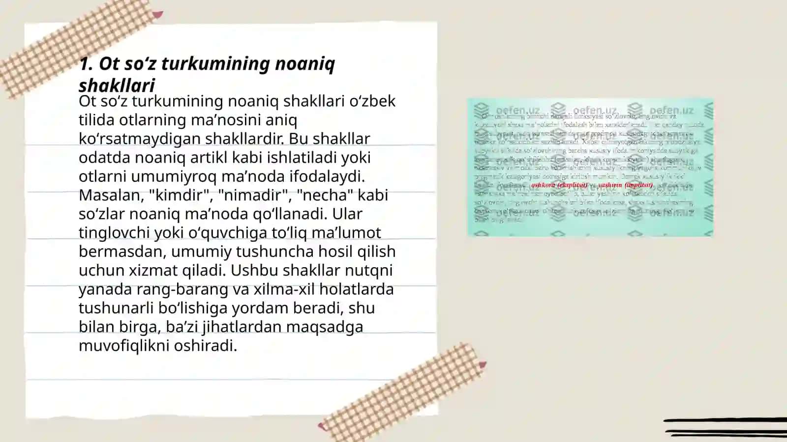 Ot soʻz turkumining nokatigoriyal shakllari 3