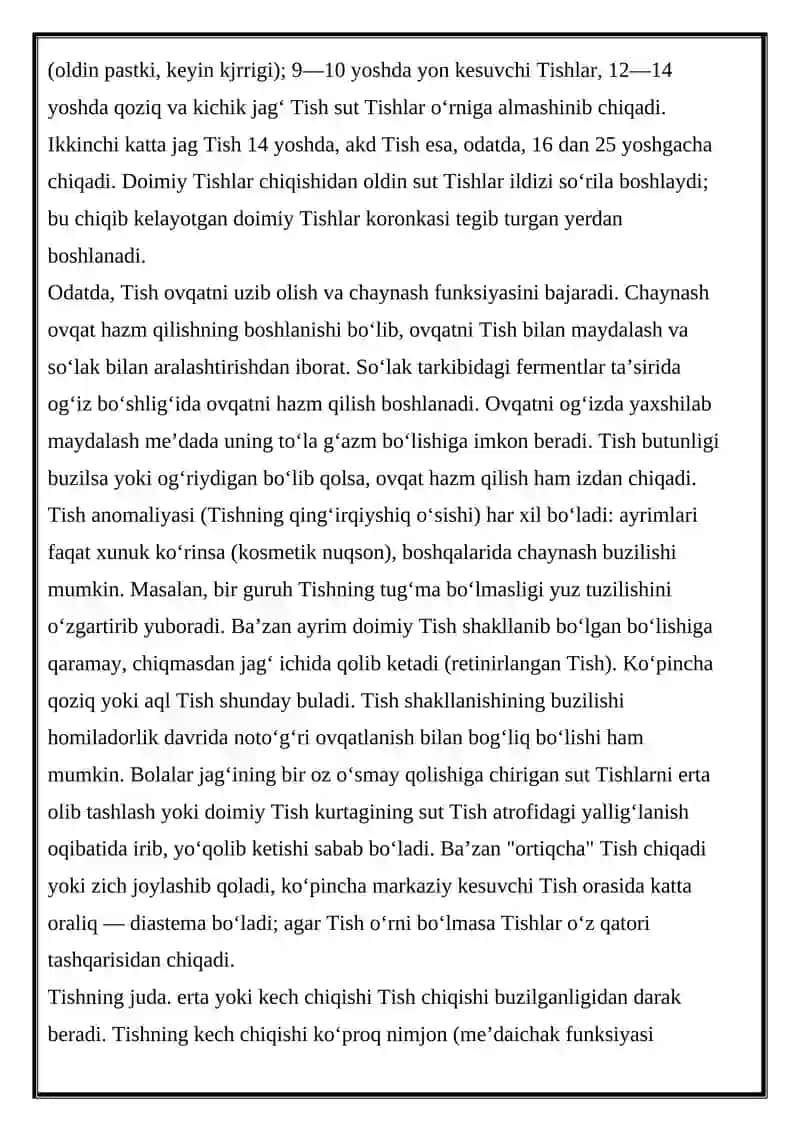 TISH OLISH OPERATSIYALLARI 3