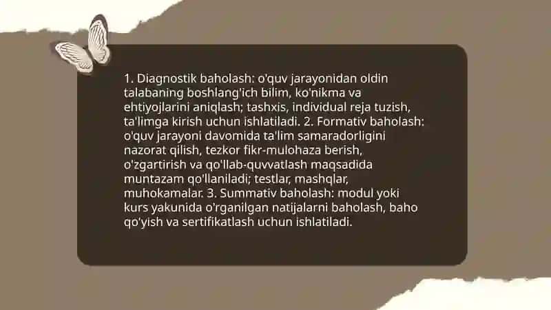 O‘quvchilarni baholash mezonlari 3