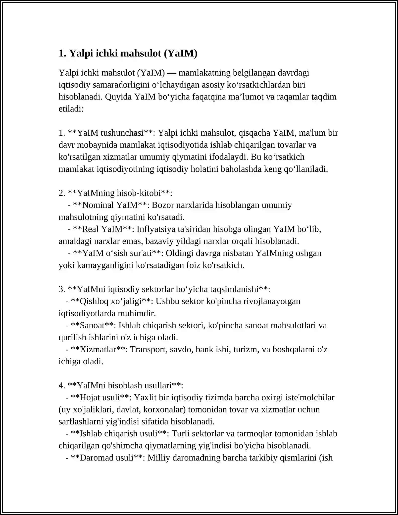 Yalpi ichki mahsulot (YaIM) 3