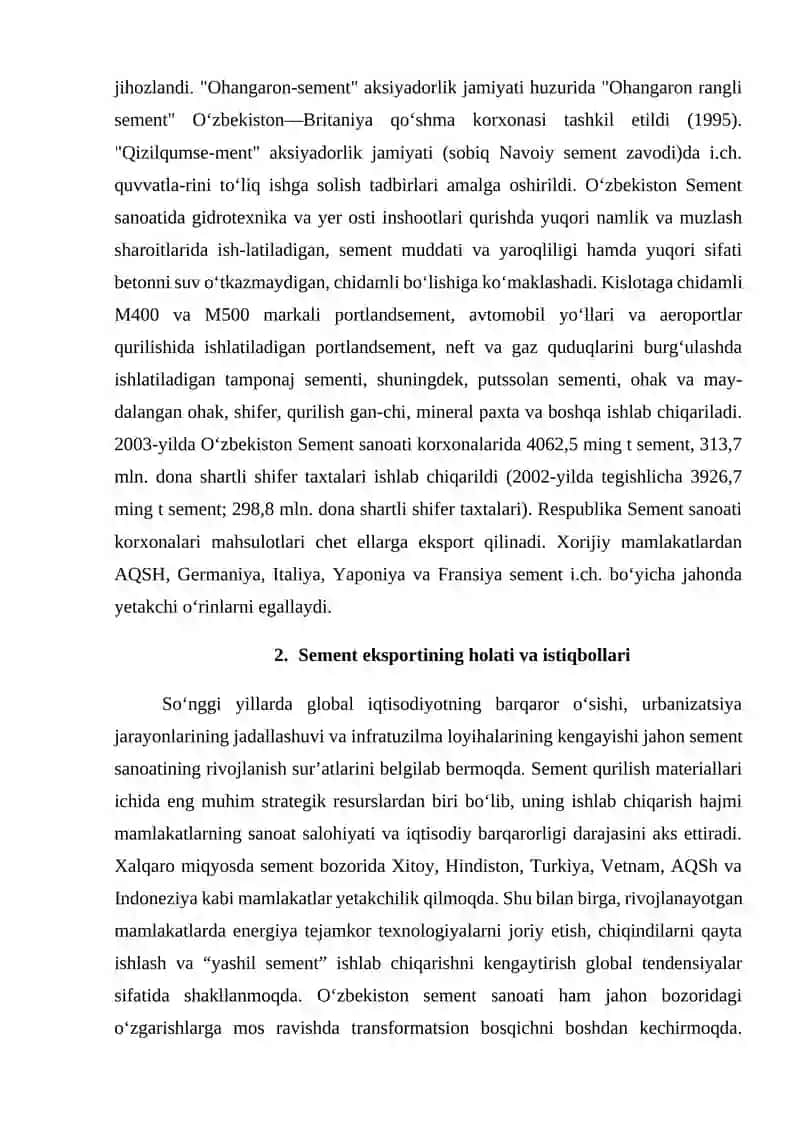O'zbekistonda sement eksporti va importi 3