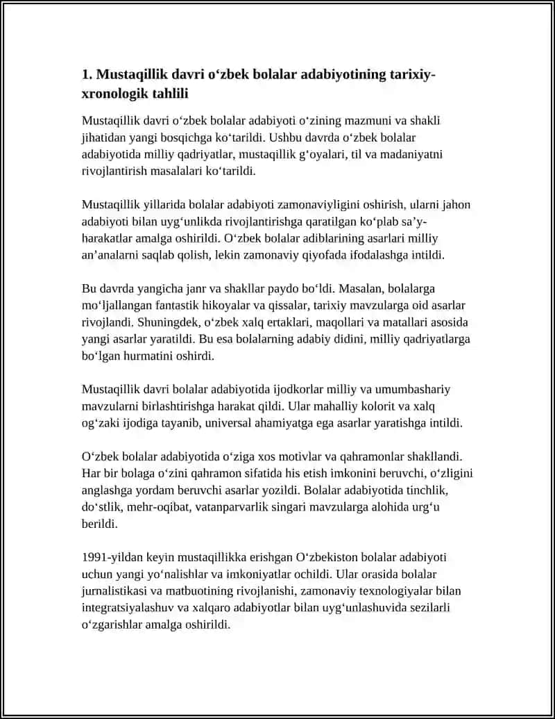 MUSTAQILLIK DAVRI O'ZBEK BOLALAR ADABIYOTI 3