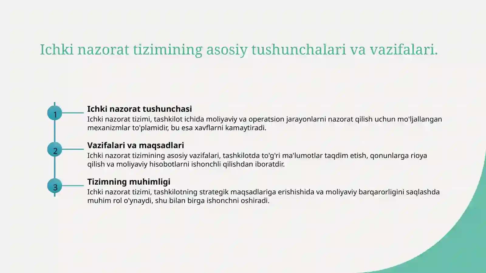 Ichki nazorat tizimini o'rganish 3