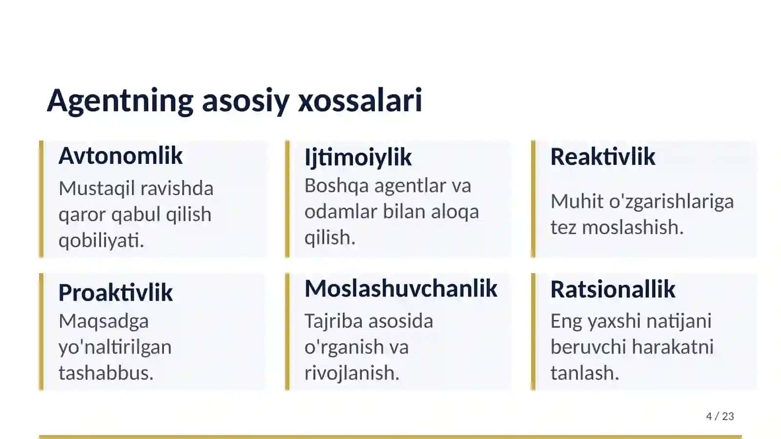 Intelektual agentlar va ko'p agentli tizimlar 3