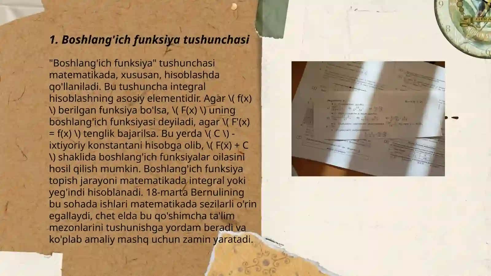 Boshlang'ich funksiya jáne onı tabıw qaǵıdası 3