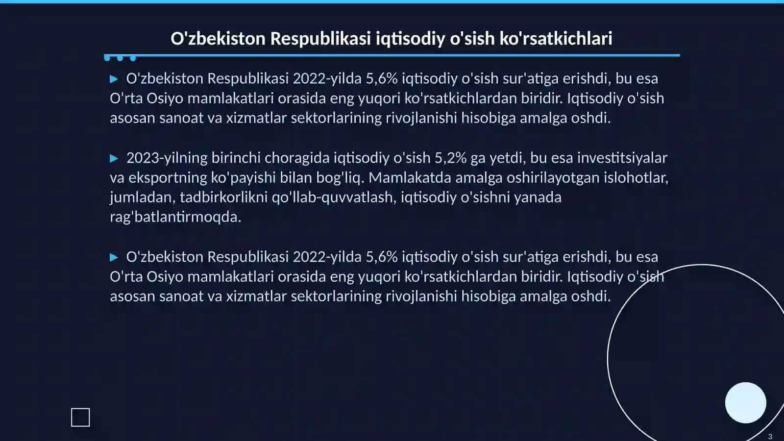 O'zbekiston Respublikasi rivojlanishining makroiqtisodiy ko'rsatkichlari tahlili 3