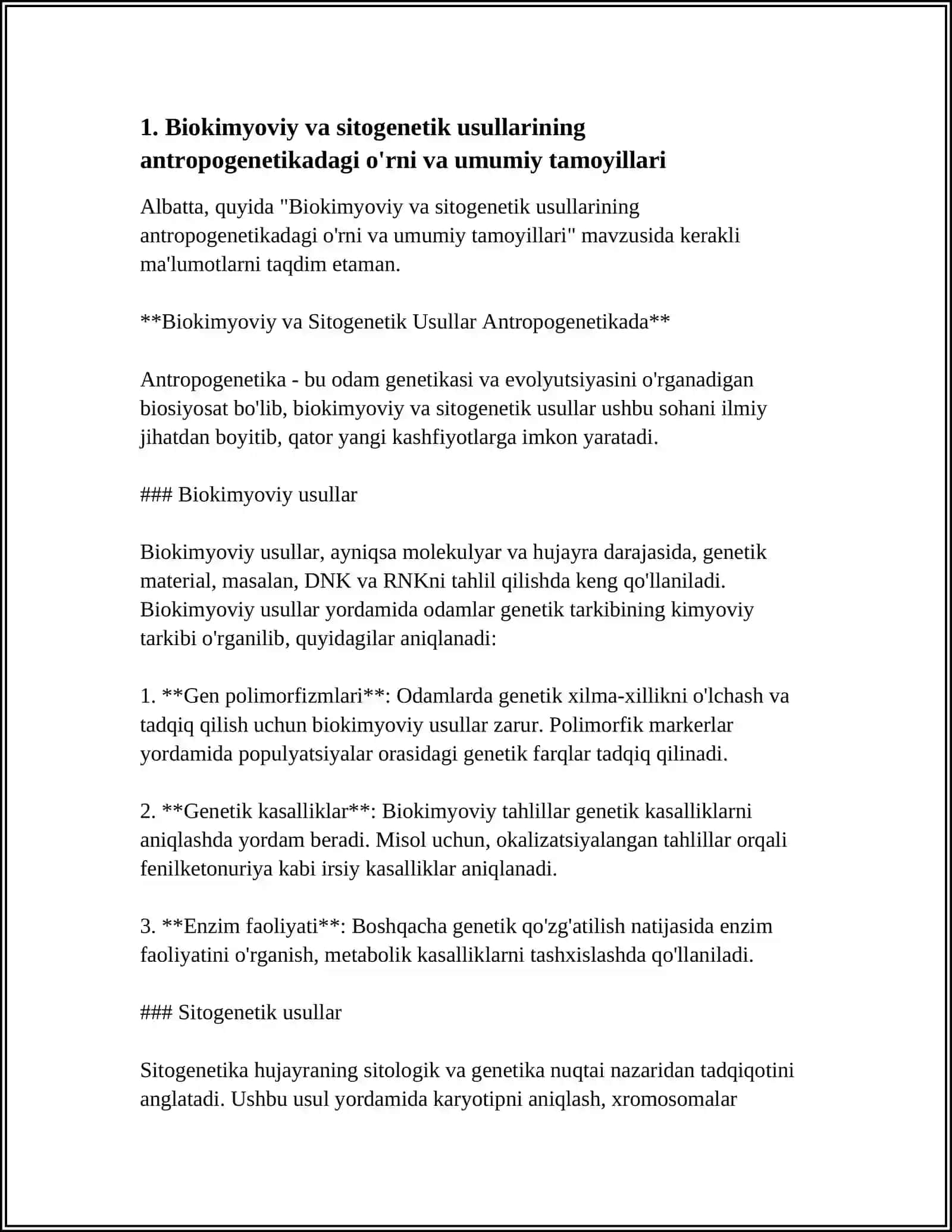ANTROPOGENETIKA USULLARI:BIOKIMYOVIY VA SITOGENETIK USUL 3