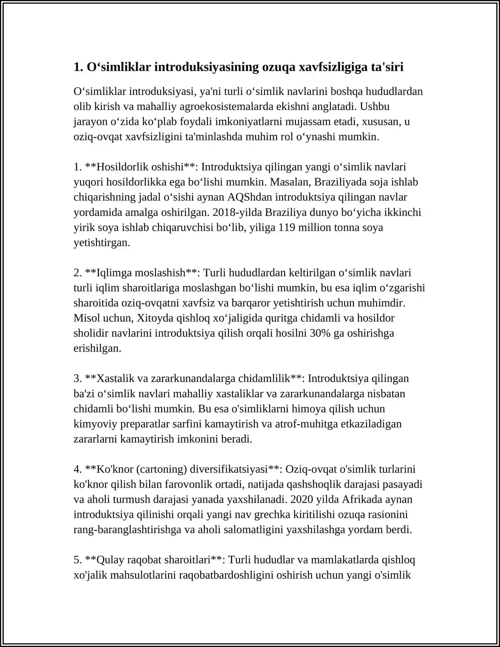 Oʻsimliklar Introduksiyasining Ahamiyati 3