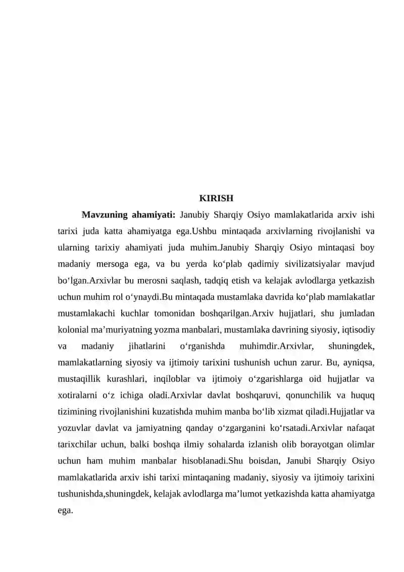 JANUBIY SHARQIY OSIYO MAMLAKATLARI ARXIV ISHI TARIXI 3