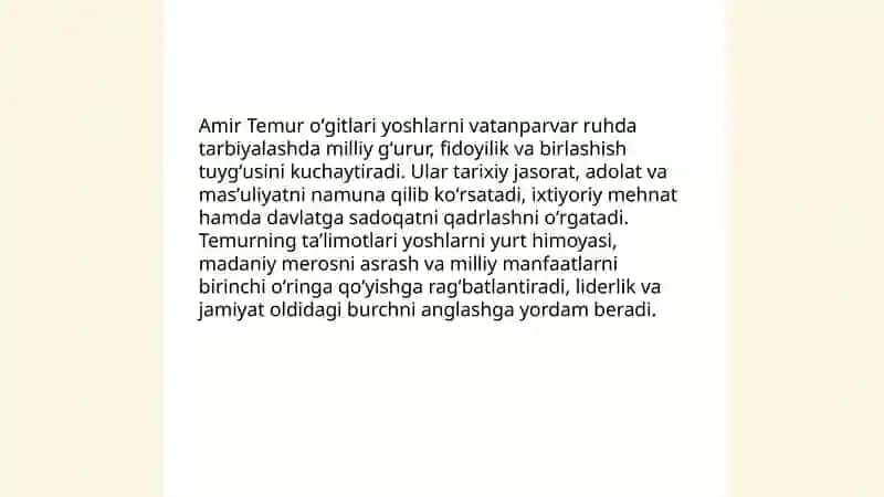 Amir Temur oʻgitlarining tarbiyaviy ahamiyati 3