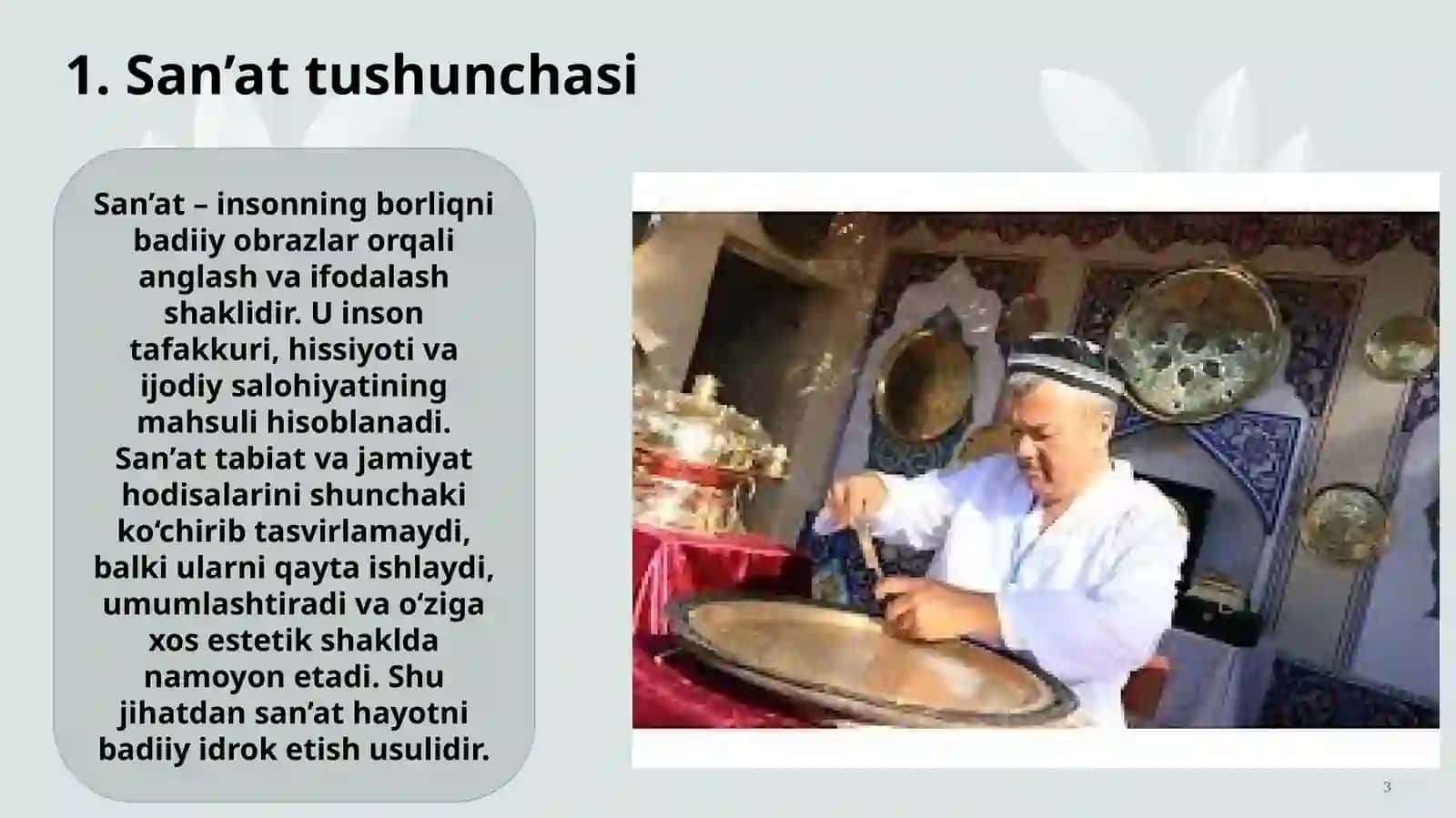 MA’NAVIYAT TIZIMIDA SAN’ATfanidanTAQDIMOTI 3