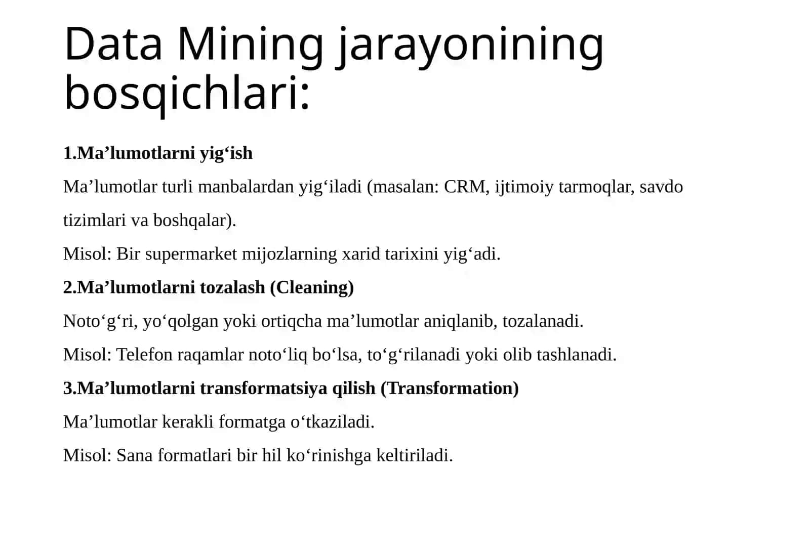 Ma’lumotlarni qidirish (Data Mining) jarayoni 3