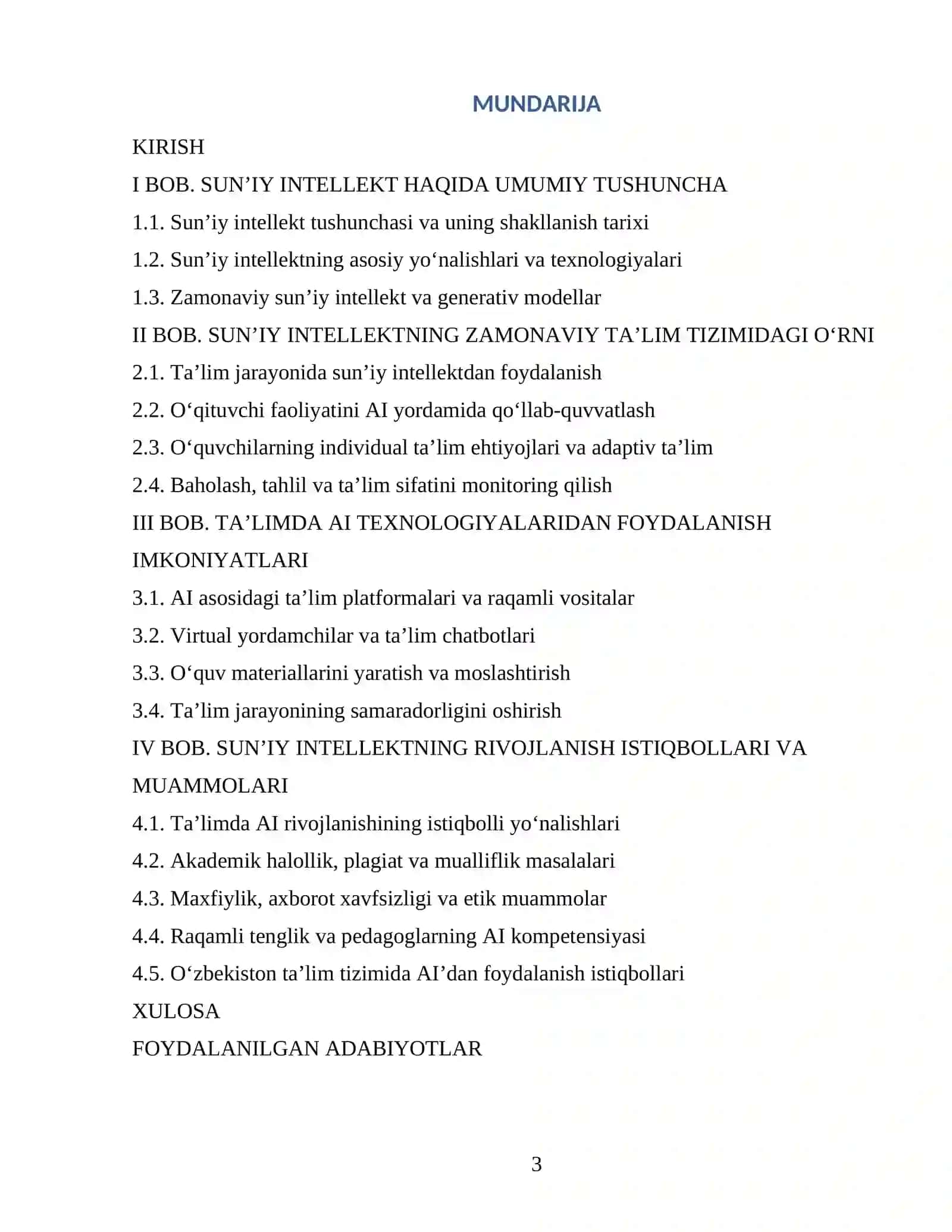 SUN’IY INTELLEKTNING ZAMONAVIY TA’LIM TIZIMIDAGI O‘RNI VA RIVOJLANISH ISTIQBOLLARI 3