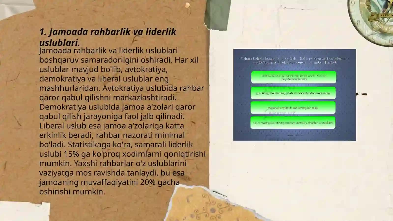 Jamoada Rahbarlik va Liderlik Uslublari 3