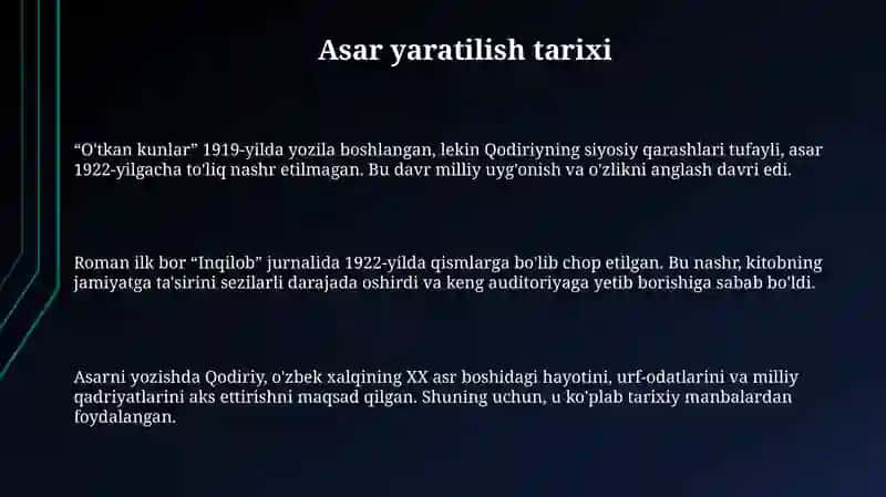 Abdulla Qodiriy Oʻtkan kunlar asari 3