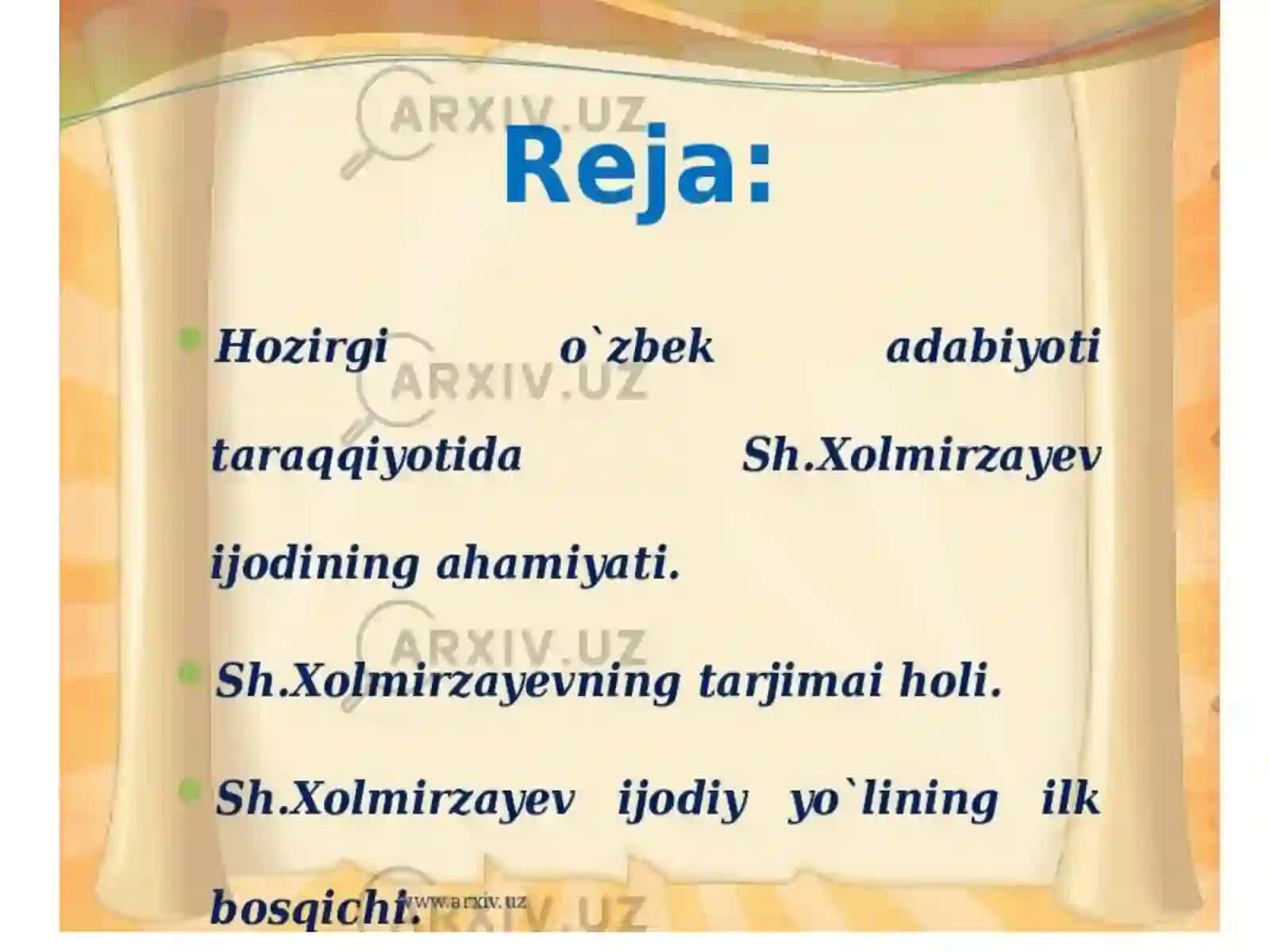Shukur Xolmirzayev hayotiva ijodi 3