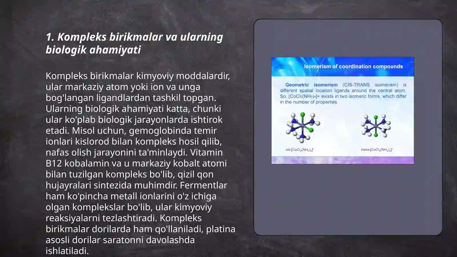Kompleks birikmalar - biologik faol birikmalar 3
