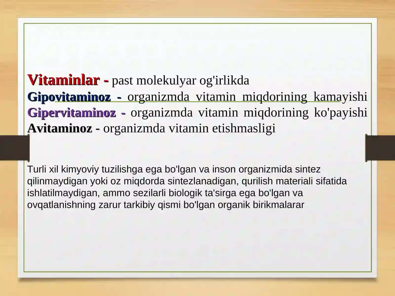 Vitaminlar, ularning organizmdagi funksiyalari, antivitaminlar 3