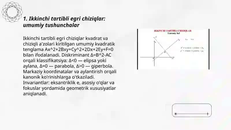 Ikkinchi tartibli egri chiziqlar (Gipperbola va parabola) 3