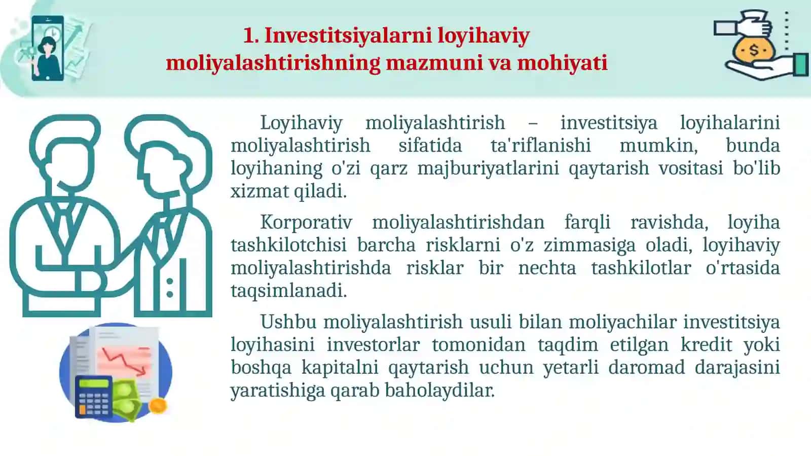Investitsiyalarni loyihaviy moliyalashtirish 3