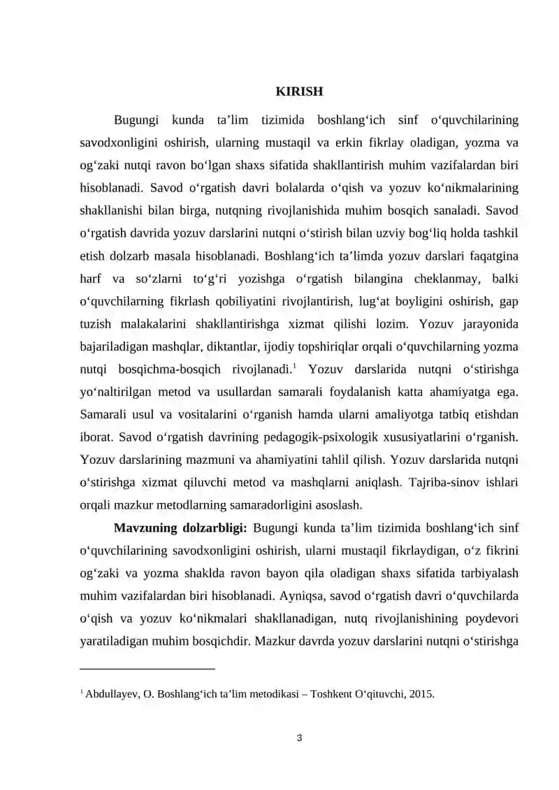Savod o'rgatish davrida yozuv darslarida nutq o'stirish 3