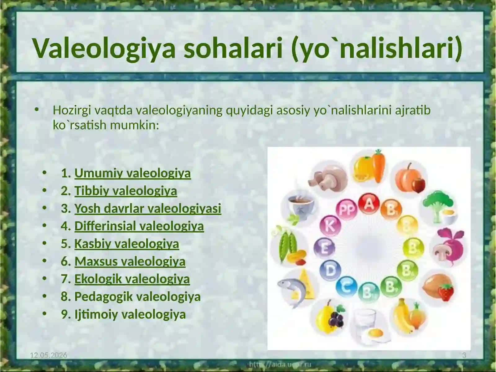 Valeologiya yo`nalishlari 3