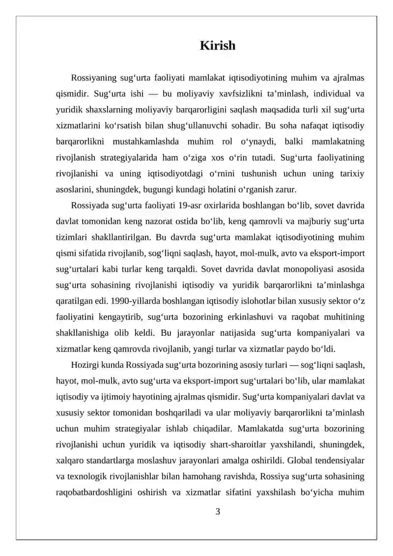 Rossiyaning Sugurta Faoliyati 3