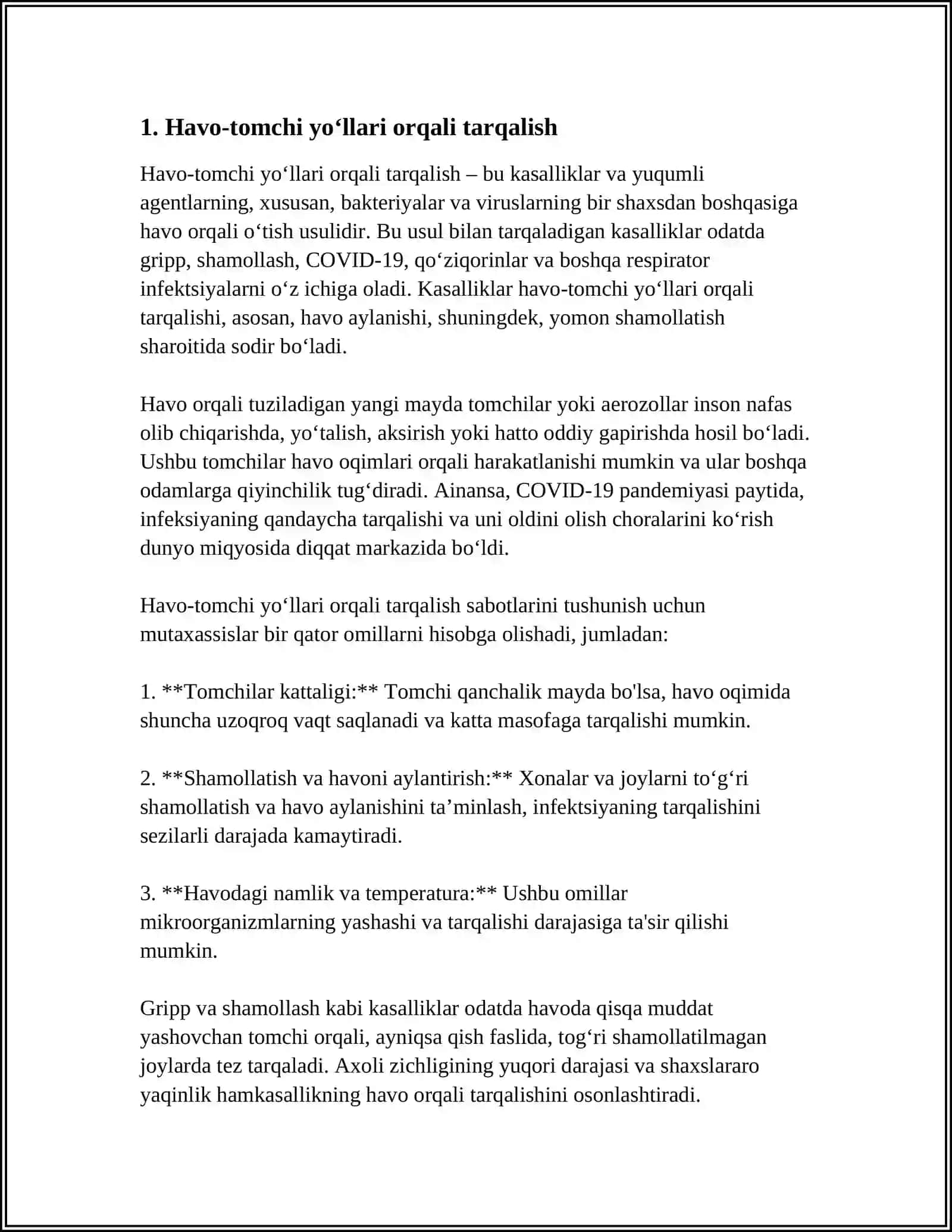 INFEKSION KASALLIKLARNI TARQALISH YO'LLARI 3