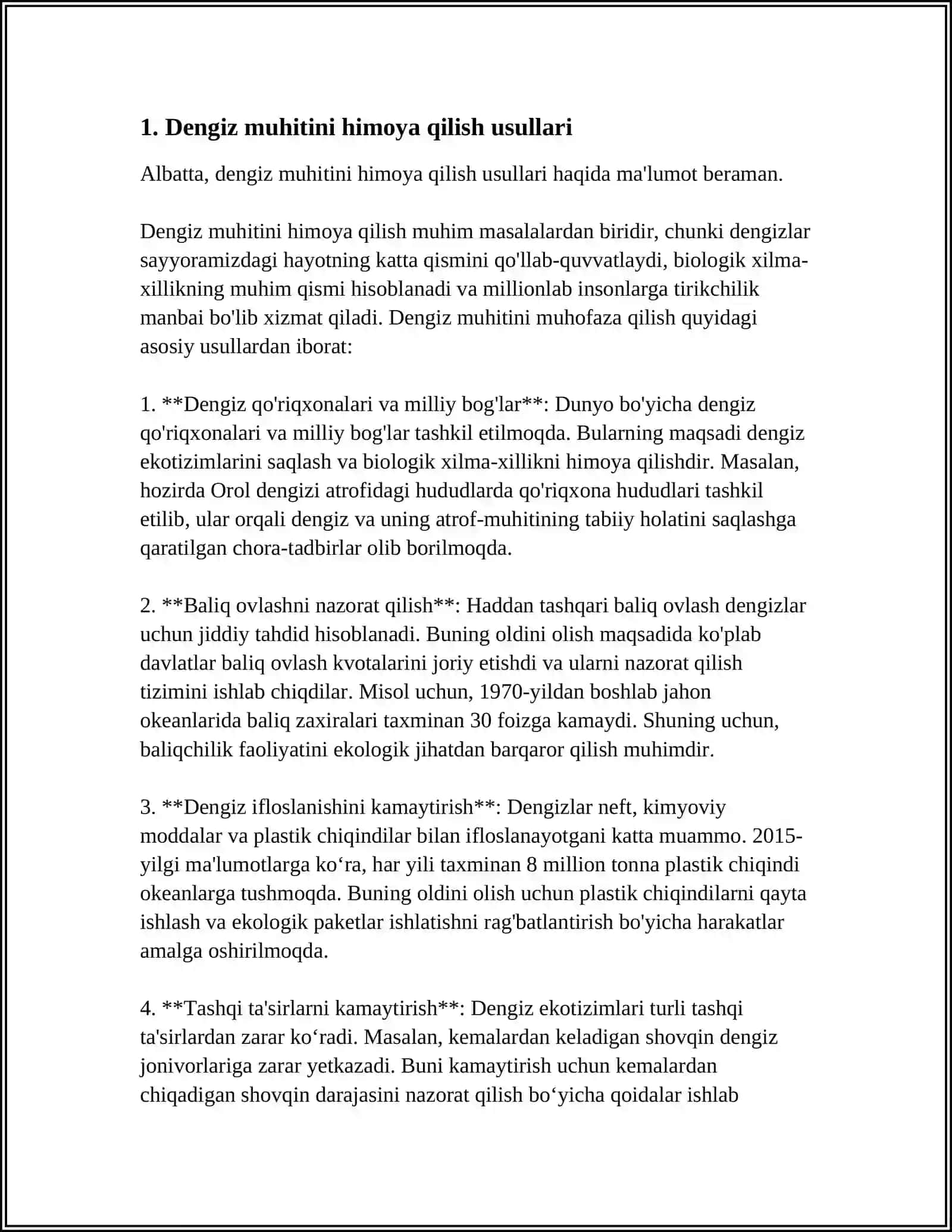 DUNYO OKEANI BOYLIKLARINI MUHOFAZA QILISH 3