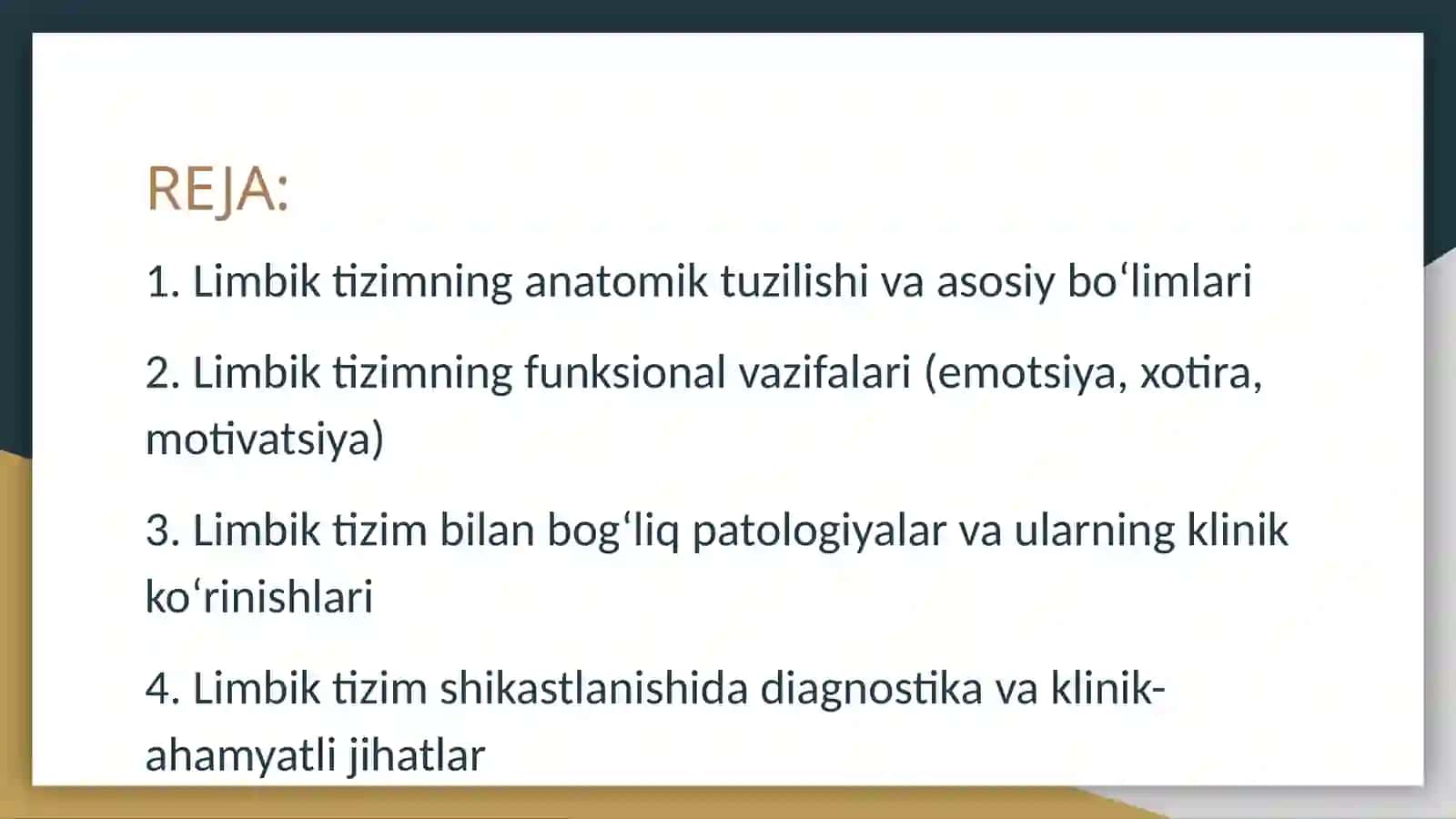Limbik tizimning klinik ahamiyati 3