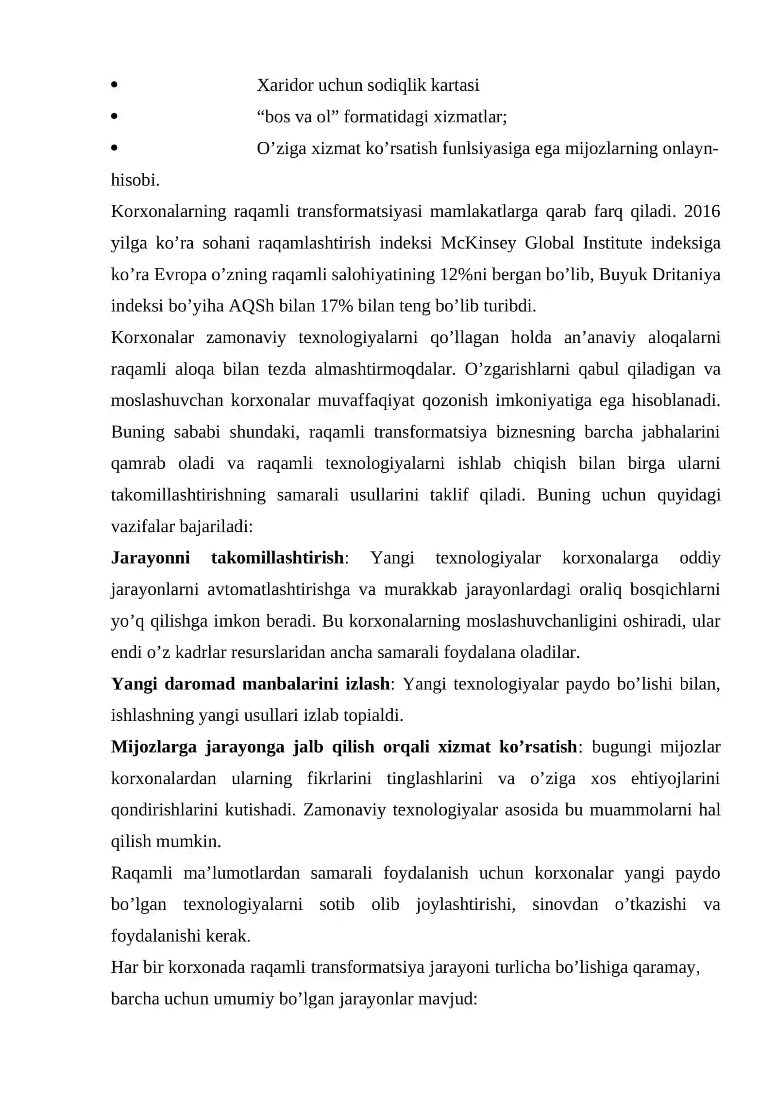 Raqamli transformatsiyalarni yo’nalishlari 3