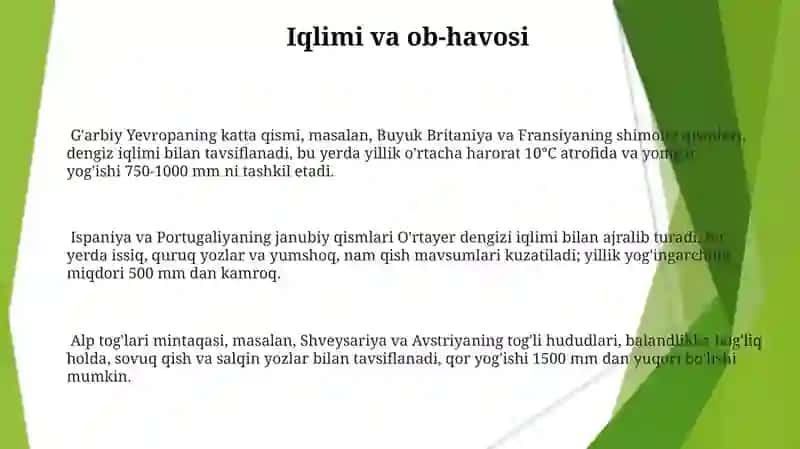 G’arbiy Yevropa davlatlari geografiyasi 3