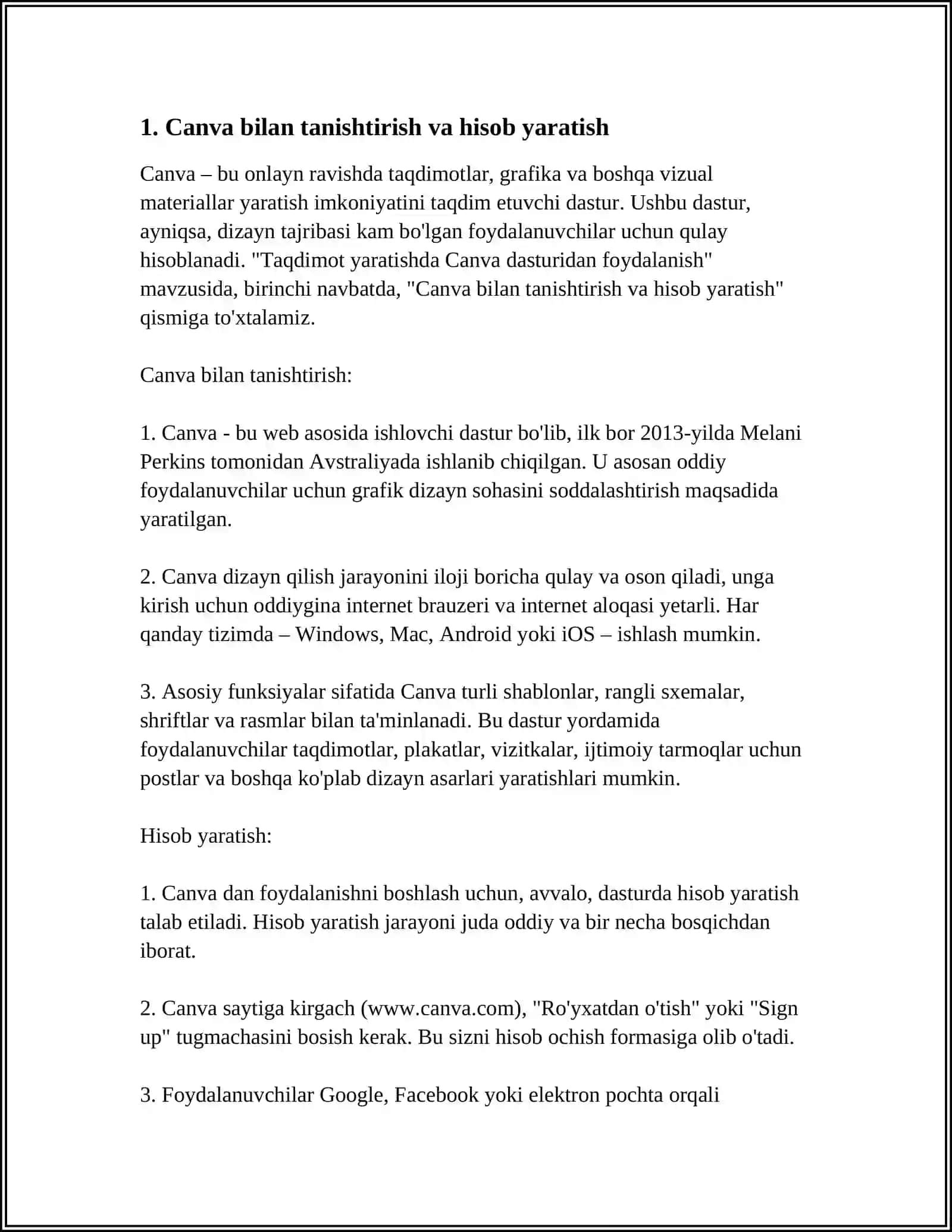 TAQDIMOT YARATISHDA CANVA DASTURIDAN FOYDALANISH 3