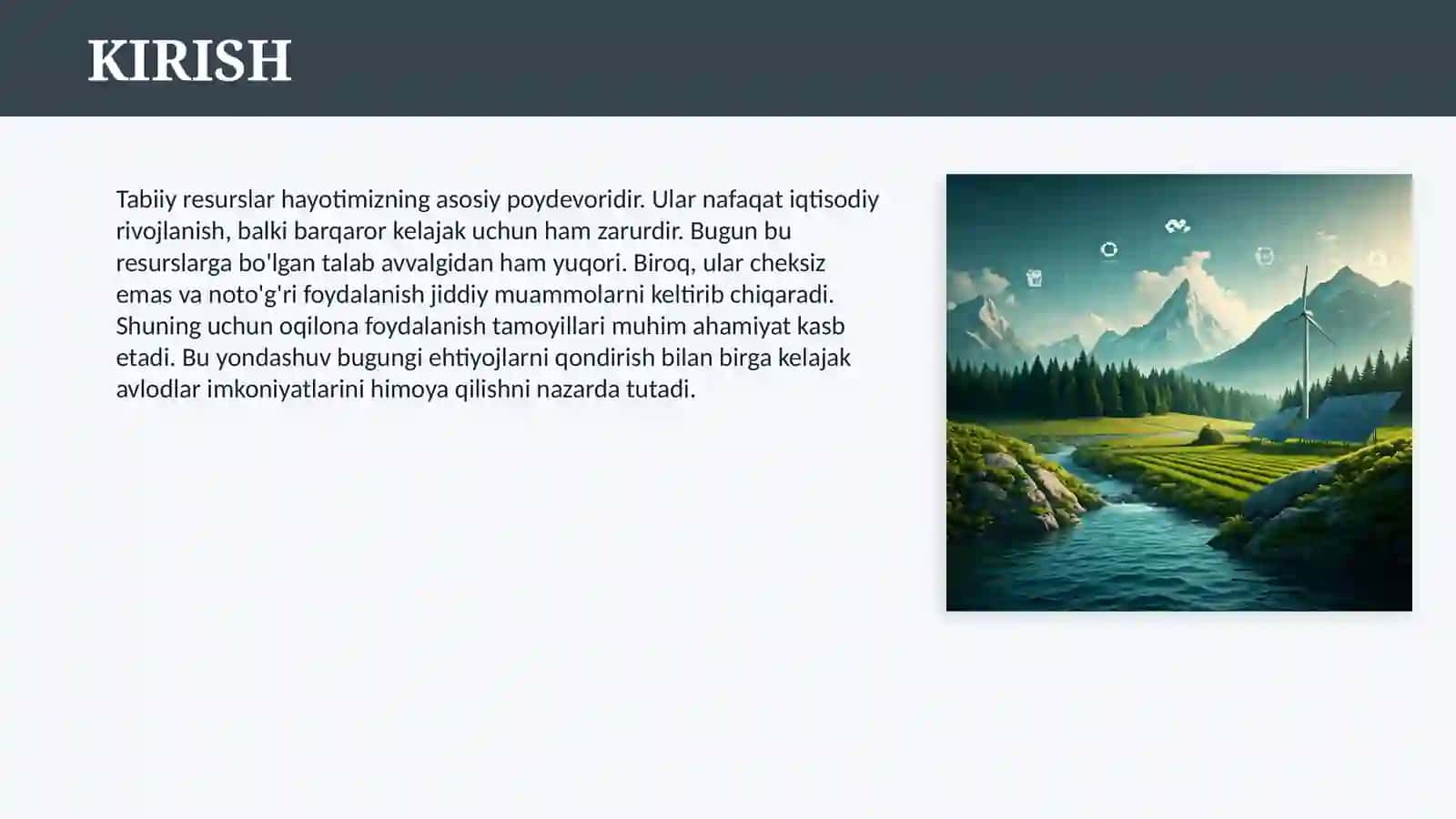 TABIIY RESURSLAR VA ULARDAN OQILONA FOYDALANISH 3