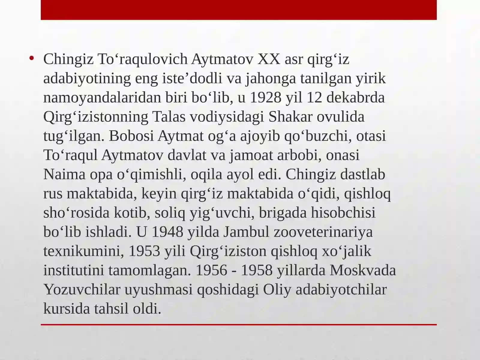 Chingiz Aytmatovning “Oq kema” asari tahlili 3