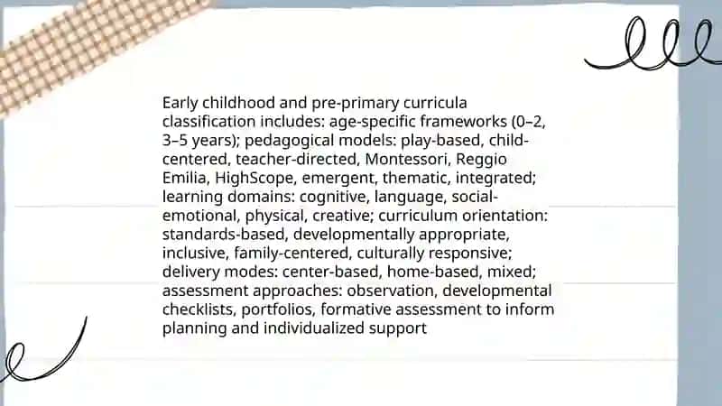 Early childhood and pre-primary curricula classification 3
