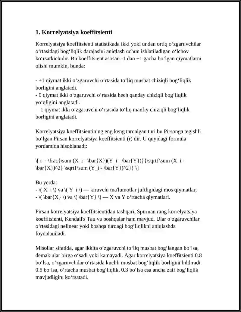 KORRELYATSION-REGRESSION TAHLIL 3
