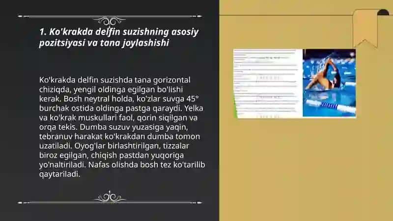 Ko'krakda delfin suzish texnikasi 3