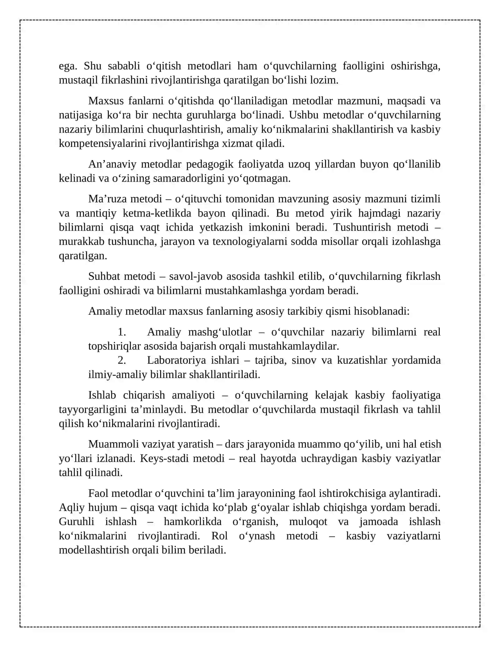 Maxsus fanini o‘qitish jarayonida qo‘llaniladigan metodlar 3
