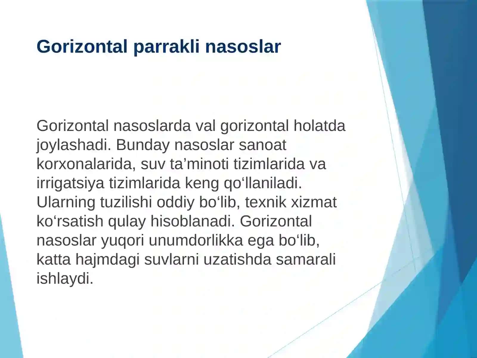 PARRAKLI NASOSLARNING GORIZONTAL VA VERTIKAL TURLARI 3