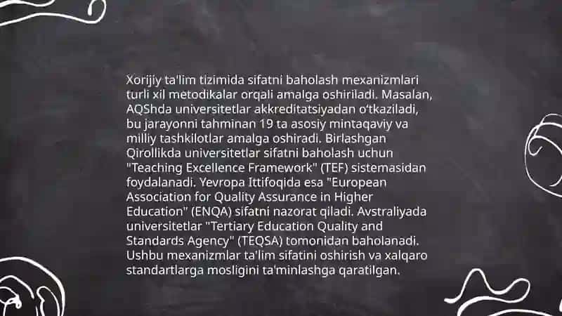 Xorijiy ta'lim tizimida sifatni baholash mexanizmlari 3